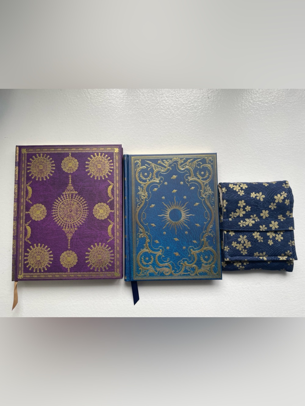 Gold print Fountain pen stationary bundle:2 notebooks and 1 pen pouch New
